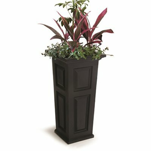 Mayne Nantucket 32 in. Tall Self-Watering Black Polyethylene Planter