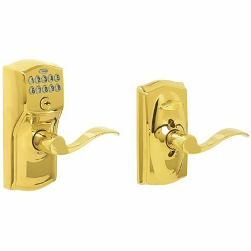 Schlage SCHLAGE ELECTRONICSS KEYPAD ENTRY FLEX LOCK CAMELOT/ACCENT BRASS Schlage SCHLAGE ELECTRONICSS KEYPAD ENTRY FLEX LOCK CAMELOT/ACCENT BRASS