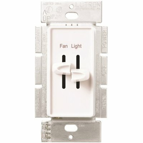 Lutron Skylark Combination Fan and Light Control, 3-Speed, 1.5 Amp Fan/300W Incandescent, Single-Pole, White (S2-LFSQH-WH)