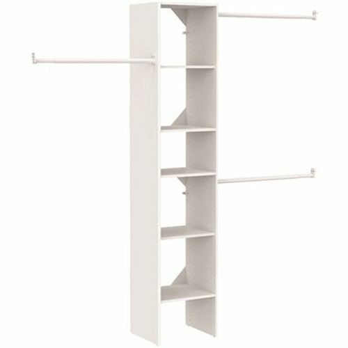 ClosetMaid Selectives 48 in. W - 112 in. W White Reach-In Tower Wall Mount 6-Shelf Wood Closet System