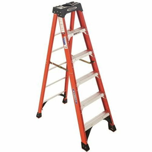 Werner 6 ft. Fiberglass Step Ladder (10 ft. Reach Height) with 300 lb. Load Capacity Type IA Duty Rating
