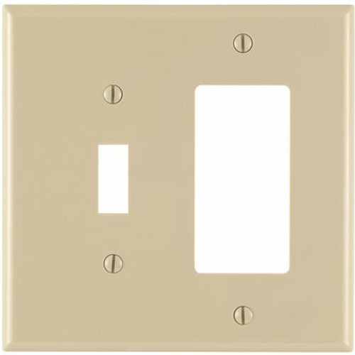 Leviton Decora 2-Gang Midway 1-Toggle Combination Nylon Wall Plate, Ivory Leviton Decora 2-Gang Midway 1-Toggle Combination Nylon Wall Plate, Ivory