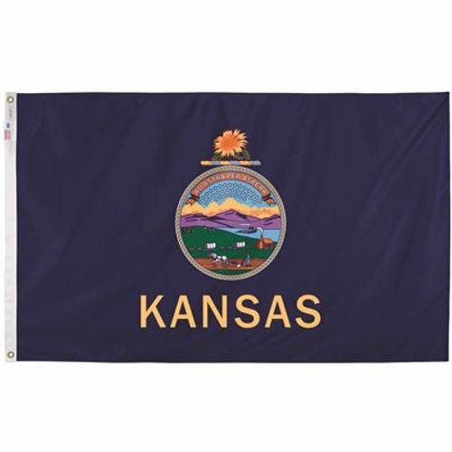 Valley Forge Flag 3 ft. x 5 ft. Nylon Kansas State Flag Valley Forge Flag 3 ft. x 5 ft. Nylon Kansas State Flag