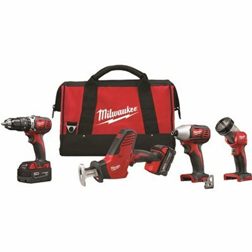 Milwaukee M18 18V Lithium-Ion Cordless Combo Tool Kit (4-Tool) w/(2) 3.0Ah Batteries, (1) Charger, (1) Tool Bag Milwaukee M18 18V Lithium-Ion Cordless Combo Tool Kit (4-Tool) w/(2) 3.0Ah Batteries, (1) Charger, (1) Tool Bag