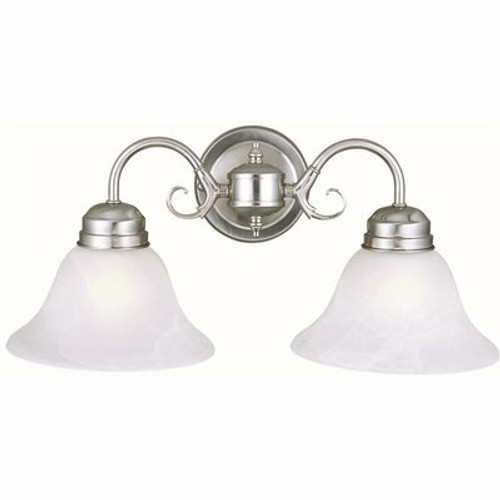 Design House Millbridge 2-Light Satin Nickel Sconce with Alabaster Glass Shade