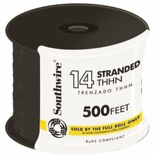 Southwire 500 ft. 14-Gauge Black Stranded CU THHN Wire Southwire 500 ft. 14-Gauge Black Stranded CU THHN Wire