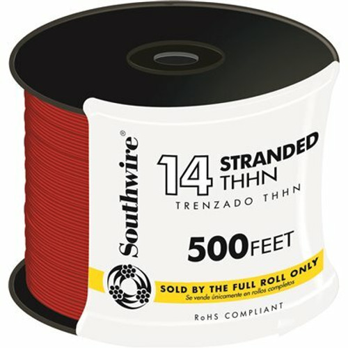 Southwire 500 ft. 14-Gauge Red Stranded CU THHN Wire Southwire 500 ft. 14-Gauge Red Stranded CU THHN Wire