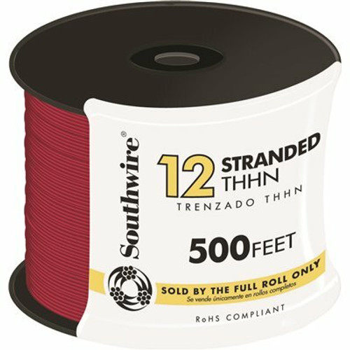 Southwire 500 ft. 12 Red Stranded CU THHN Wire Southwire 500 ft. 12 Red Stranded CU THHN Wire