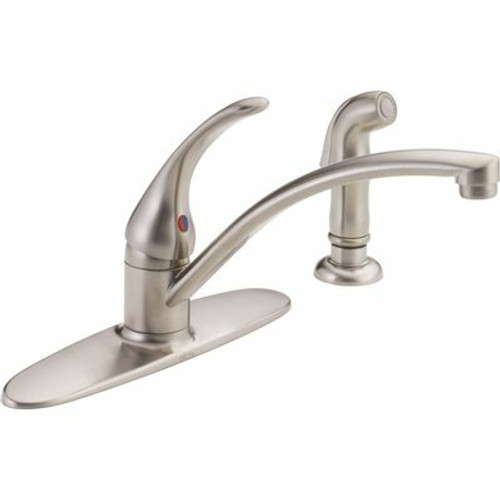 Delta Foundations Single-Handle Standard Kitchen Faucet with Side Sprayer in Stainless