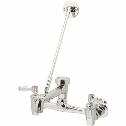 Zurn AquaSpec Wall-Mount Service Sink Faucet -Vacuum-Breaker Spout, Pail Hook, Wall Brace, and Metal Lever Handles, Chrome