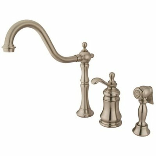 Kingston Brass Victorian Single-Handle Standard Kitchen Faucet with Side Sprayer in Brushed Nickel Kingston Brass Victorian Single-Handle Standard Kitchen Faucet with Side Sprayer in Brushed Nickel