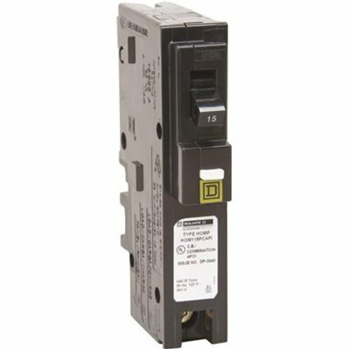Square D Homeline 15 Amp Single-Pole Plug-On Neutral Combination Arc Fault Circuit Breaker(HOM115PCAFIC)