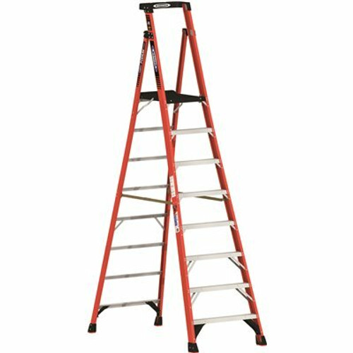 Werner 8 ft. Fiberglass Podium Step Ladder ( 14 ft. Reach Height) with 300 lbs. Load Capacity Type IA Duty Rating