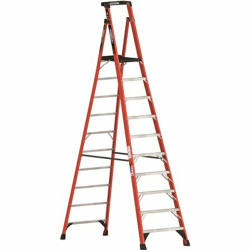 Werner 10 ft. Fiberglass Podium Step Ladder ( 16 ft. Reach Height) with 300 lbs. Load Capacity Type IA Duty Rating