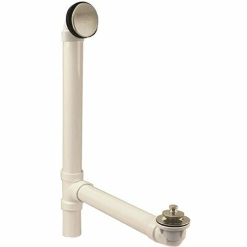 Westbrass Illusionary Overflow 12 in. x 4 in. Sch. 40 PVC Bath Drain Kit in Satin Nickel