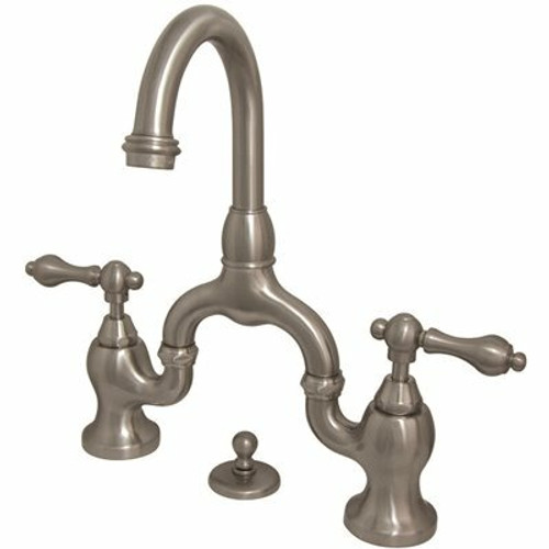 Kingston Brass 8 in. Widespread 2-Handle High-Arc Bridge Bathroom Faucet in Brushed Nickel Kingston Brass 8 in. Widespread 2-Handle High-Arc Bridge Bathroom Faucet in Brushed Nickel