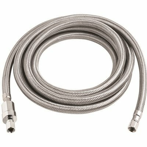 Everbilt 1/4 in. COMP x 1/4 in. COMP x 120 in. BurstProtect Stainless Steel Ice Maker Supply Line