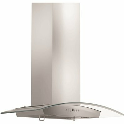 30 in. 400 CFM Convertible Vent Wall Mount Range Hood with Glass Accents & Crown Molding in Stainless Steel