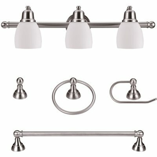 Globe Electric Jayden 5-Piece Satin Nickel All-In-One Bathroom Vanity Light Set