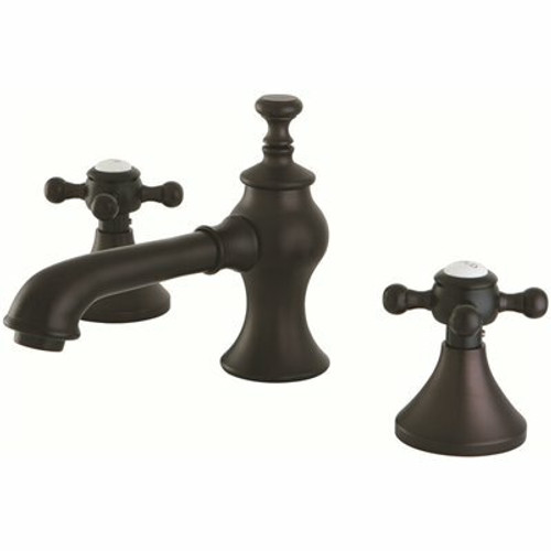 Kingston Brass English Cross 8 in. Widespread 2-Handle Mid-Arc Bathroom Faucet Oil Rubbed Bronze Kingston Brass English Cross 8 in. Widespread 2-Handle Mid-Arc Bathroom Faucet Oil Rubbed Bronze