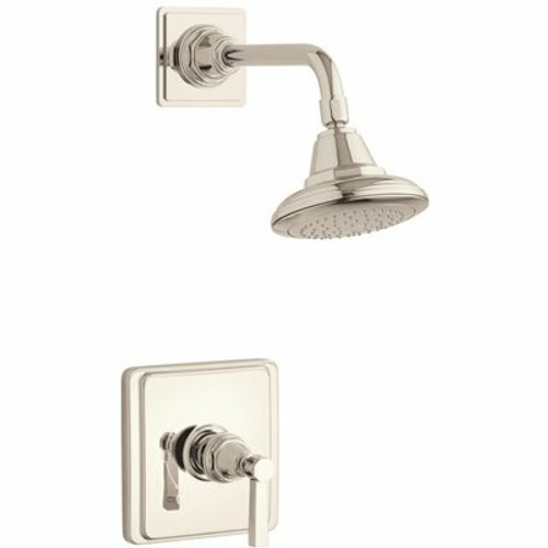 KOHLER Pinstripe 1-Spray Patterns 6.9 in. Wall Mount Fixed Shower Head in Polished Nickel