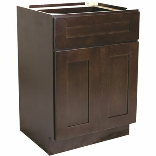 Design House Brookings Plywood Ready to Assemble Shaker 33x34.5x24 in. 2-Door 1-Drawer Base Kitchen Cabinet in Espresso