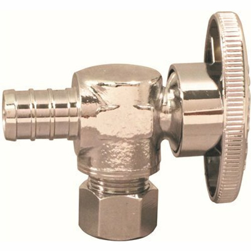 Apollo 1/2 in. Chrome-Plated Brass PEX-B Barb x 3/8 in. Compression Quarter-Turn Angle Stop Valve