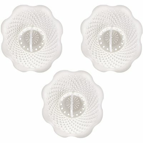 DANCO Hair Catcher Bathroom Tub Strainer in White (3-Pack)