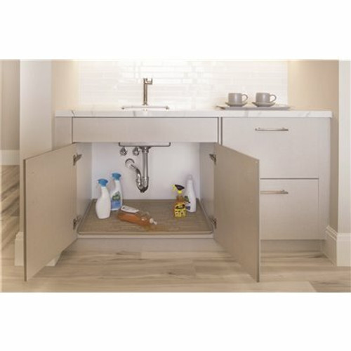 Xtreme Mats 31 in. x 22 in. Beige Kitchen Depth Under Sink Cabinet Mat Drip Tray Shelf Liner