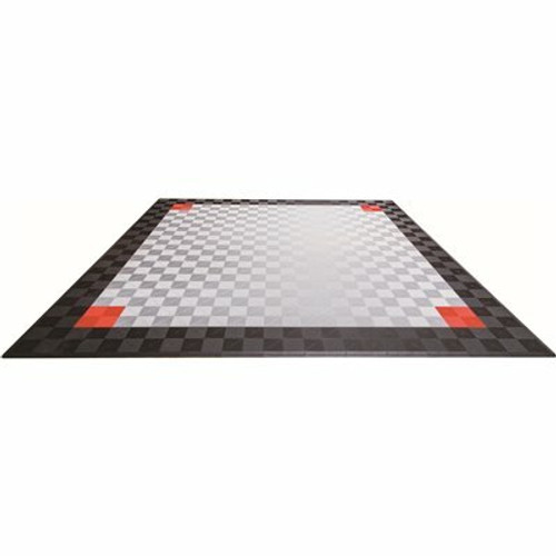 Swisstrax Black and Silver Double Car Pad Ribtrax Modular Tile Flooring (268 sq. ft./case)