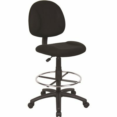 BOSS Office Products Black Fabric Armless Drafting Chair with Seat Height Adjustment