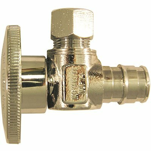 Apollo 1/2 in. Chrome-Plated Brass PEX-A Expansion Barb x 3/8 in. Compression Quarter-Turn Angle Stop Valve