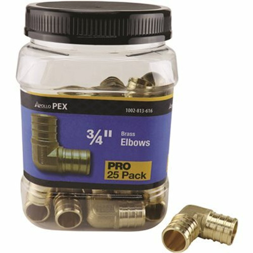 Apollo 3/4 in. Brass PEX-B Barb 90 Elbow Pro Pack (25-Pack) Apollo 3/4 in. Brass PEX-B Barb 90 Elbow Pro Pack (25-Pack)