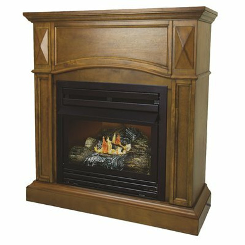 Pleasant Hearth 20,000 BTU 36 in. Compact Convertible Ventless Natural Gas Fireplace in Heritage Pleasant Hearth 20,000 BTU 36 in. Compact Convertible Ventless Natural Gas Fireplace in Heritage