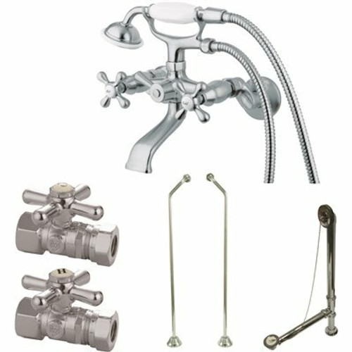 Kingston Brass Combo Set 3-Handle Claw Foot Tub Faucet with Hand Shower in Chrome Kingston Brass Combo Set 3-Handle Claw Foot Tub Faucet with Hand Shower in Chrome