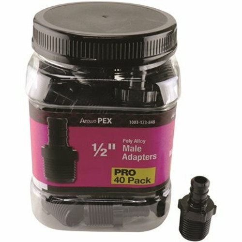 Apollo 1/2 in. Plastic PEX-B Barb x Male Pipe Thread Adapter Pro Pack (40-Pack)