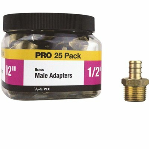 Apollo 1/2 in. Brass PEX-B Barb x Male Pipe Thread Adapter Pro Pack (25-Pack)