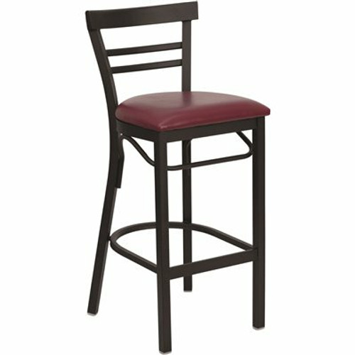 Flash Furniture HERCULES Series 29 in. Burgundy/Black Metal Bar Stool