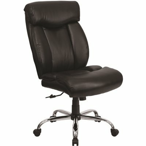 Black Hercules Series Big and Tall LeatherSoft Swivel Office Chair Ergonomic High-Back Executive Chair w/ Full Headrest