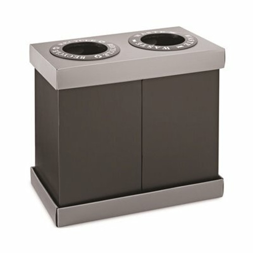 Alpine Industries 28 Gal. Black Plastic 2-Compartment Indoor Trash Can and Recycling Bin Alpine Industries 28 Gal. Black Plastic 2-Compartment Indoor Trash Can and Recycling Bin
