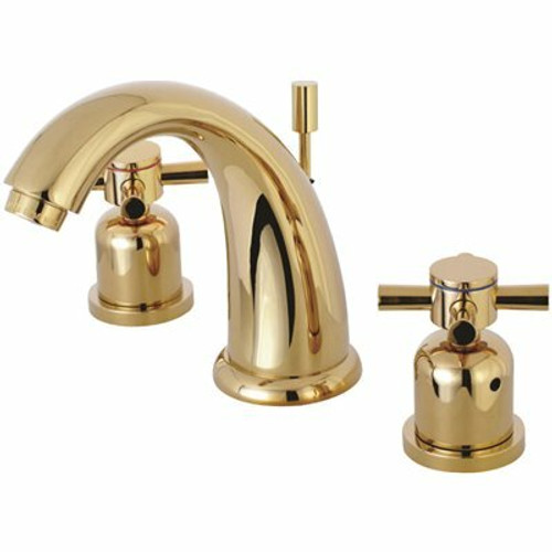 Kingston Brass Modern Cross 8 in. Widespread 2-Handle Bathroom Faucet in Polished Brass Kingston Brass Modern Cross 8 in. Widespread 2-Handle Bathroom Faucet in Polished Brass