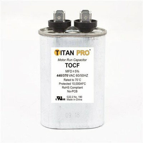 Packard TITAN PRO Run Capacitor 20 MFD 440/370 Volt Oval Packard TITAN PRO Run Capacitor 20 MFD 440/370 Volt Oval