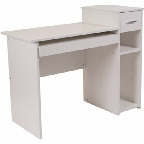 Flash Furniture 42 in. White Rectangular 1 -Drawer Computer Desk with Keyboard Tray