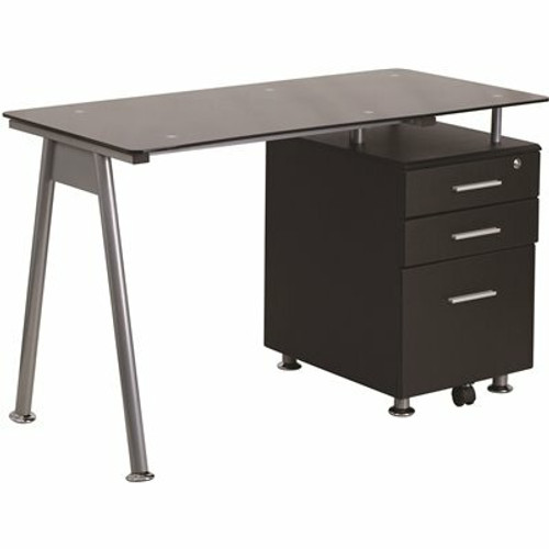 Carnegy Avenue 47.25 in. Black Rectangular 3 -Drawer Computer Desk with File Storage