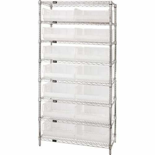Quantum Storage Systems Giant Open Hopper 36 in. x 14 in. x 74 in. Wire Chrome Heavy Duty 8-Tier Industrial Shelving Unit 308241552