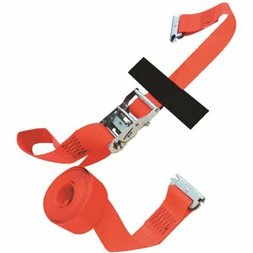 SNAP-LOC 20 ft. x 2 in. Logistic Ratchet E-Strap with Hook and Loop Storage Fastener in Red
