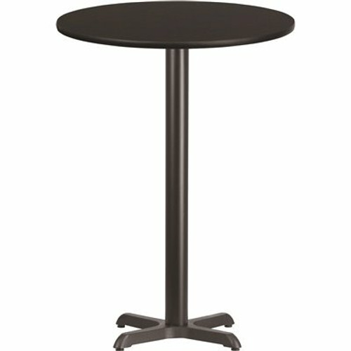 Carnegy Avenue Black Laminate Wood Table Top Pedestal Base Bar Height Dining Table Seats 2