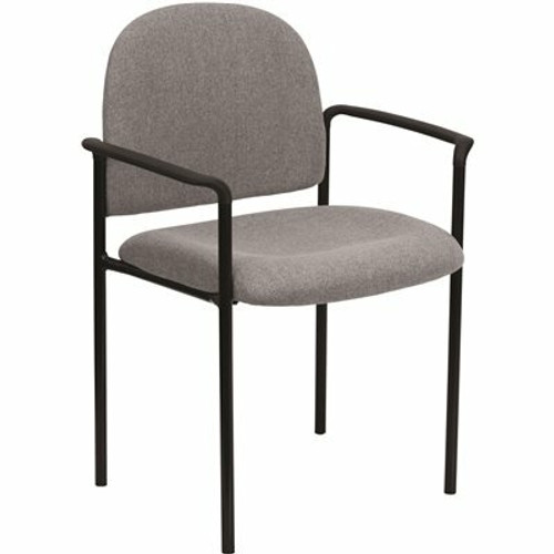 Carnegy Avenue Tiffany Fabric Steel Side Reception Ergonomic Stack Chair in Gray Fabric with Arms