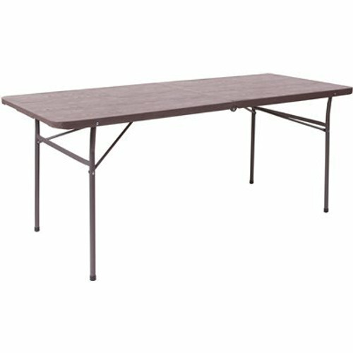 Carnegy Avenue 72 in. Brown Plastic Tabletop Metal Frame Folding Table Carnegy Avenue 72 in. Brown Plastic Tabletop Metal Frame Folding Table
