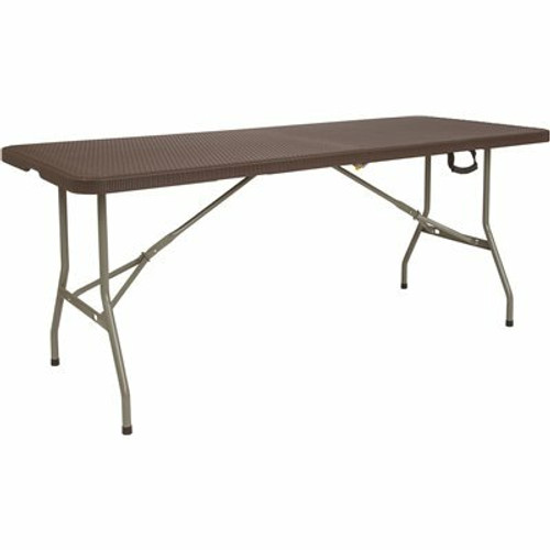 Carnegy Avenue 71 in. Brown Plastic Tabletop Metal Frame Folding Table Carnegy Avenue 71 in. Brown Plastic Tabletop Metal Frame Folding Table